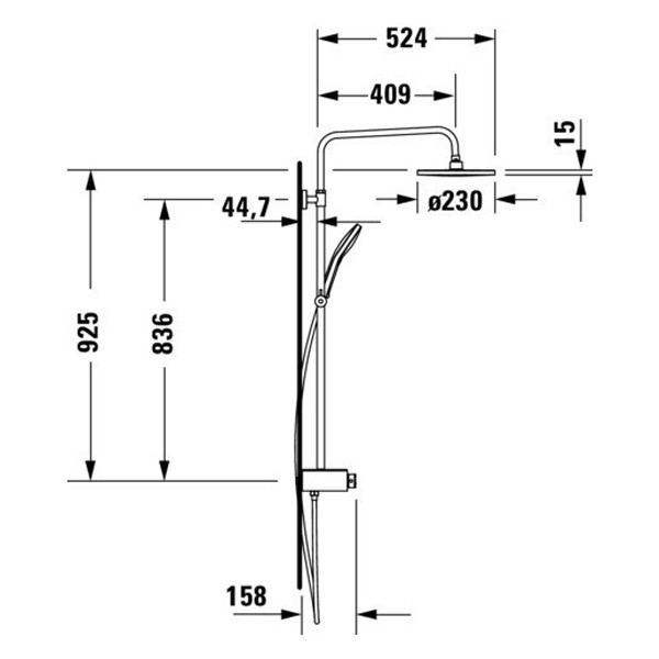 DU Duschsyst.Shelf 1050 MinusFlow Brausethermostat, Chrom Weiß Hochglanz