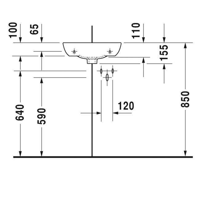 Duravit Eck-Handwaschbecken ME by Starck 435 mm, mit Überlauf, mit HLB, 1 Hahnloch, weiß