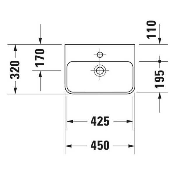 DU Handwaschbecken ME by Starck 450 mm m it ÜL, mit HLB, 1 HL, weiß,Durashield