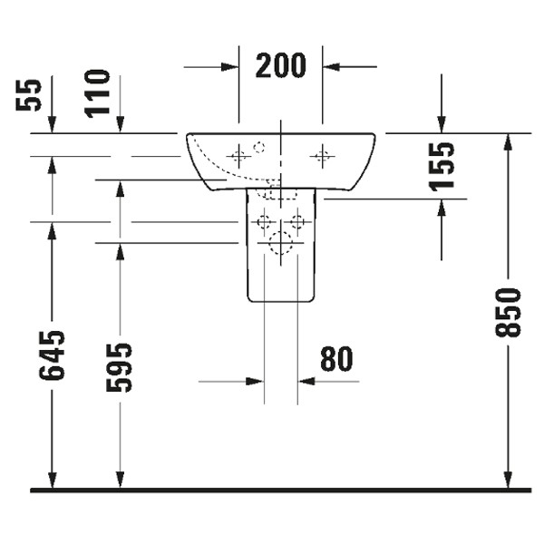DU Handwaschbecken ME by Starck 450 mm m it ÜL, mit HLB, 1 HL, weiß,Durashield