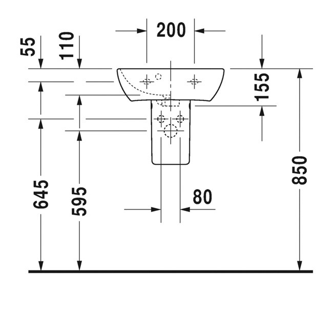 Duravit Handwaschbecken ME by Starck 450 mm mit Überlauf, mit HLB, 1 Hahnloch, weiß
