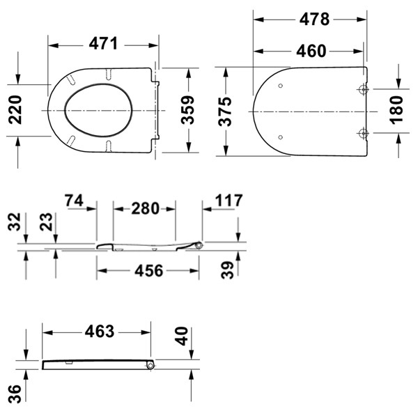 DU WWC-Set ME by Starck wh. tiefsp. Abg wag. 400x475x595mm We. S-Matt Hero