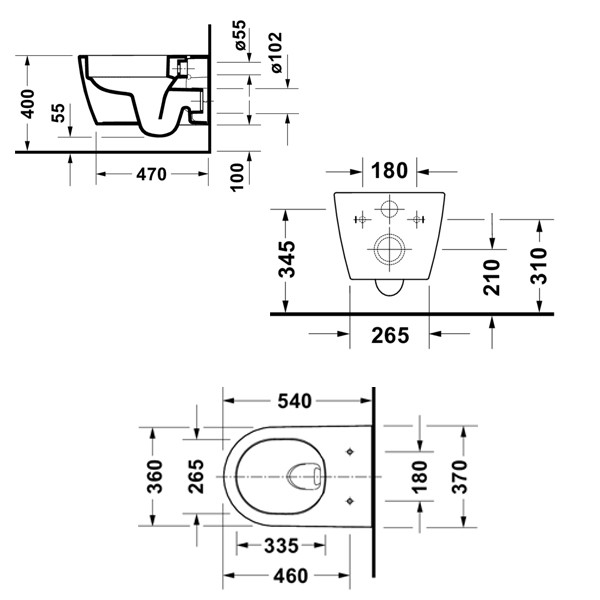 DU WWC-Set ME by Starck wh. tiefsp. Abg wag. 400x475x595mm We. S-Matt Hero