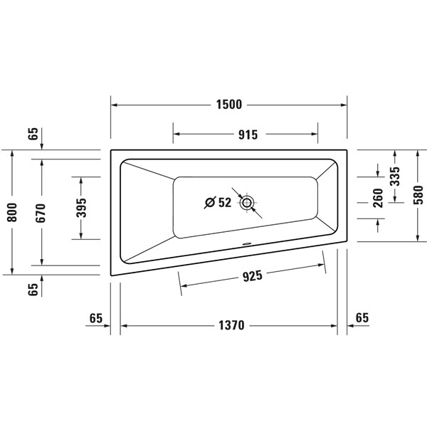 Duravit No 1 links 1500x800 Acryl Trapez Badewanne weiß 700504000000000