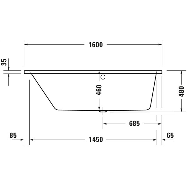 Duravit No 1 links 1600x850 Acryl Trapez Badewanne weiß 700506000000000