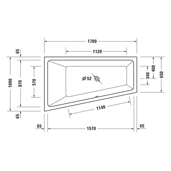 Duravit No 1 links 1700x1000 Acryl Trapez Badewanne weiß 700508000000000