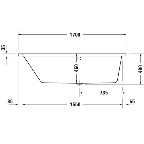 Duravit No 1 links 1700x1000 Acryl Trapez Badewanne weiß 700508000000000