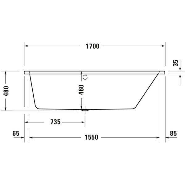 Duravit No 1 rechts 1700x1000 Acryl Trapez Badewanne weiß 700509000000000