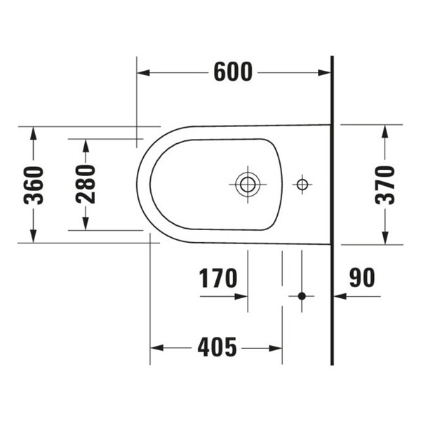 DU Stand-Bidet 600mm ME by Starck Weiß S eidenmatt, m. HL, m. HLB, 1 HL, BTW,DS