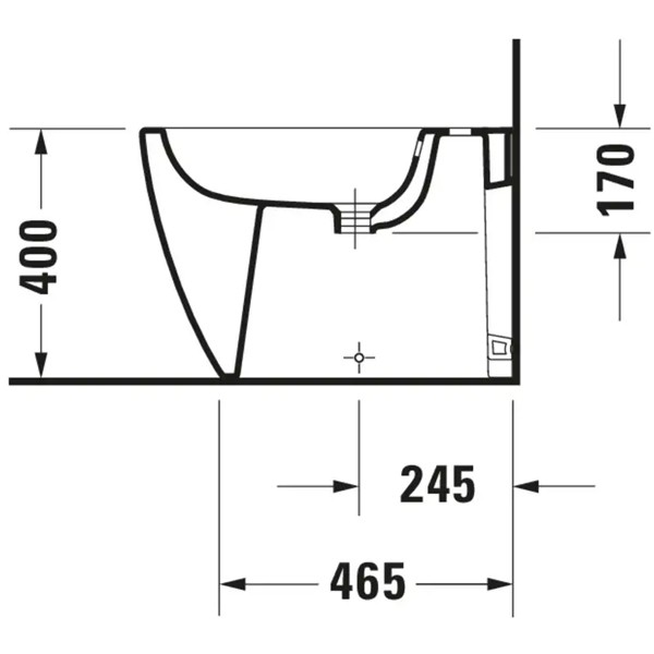 DU Stand-Bidet ME by Starck 600 mm mit Ü L, mit HLB, 1 HL, BTW, weiß,Durashield