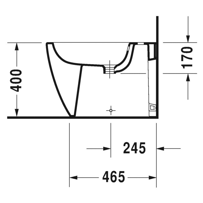 Duravit Stand-Bidet ME by Starck 600 mm mit Überlauf, mit HLB, 1 Hahnloch, BTW, weiß