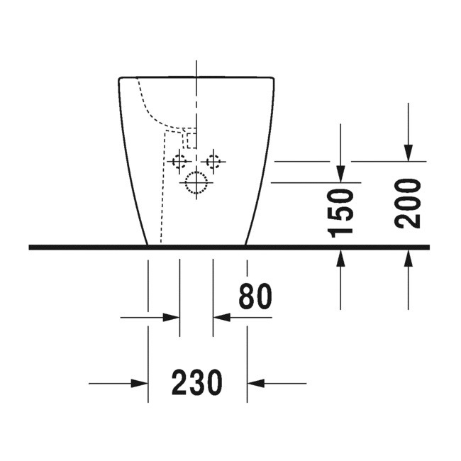 Duravit Stand-Bidet ME by Starck 600 mm mit Überlauf, mit HLB, 1 Hahnloch, BTW, weiß Wondergliss