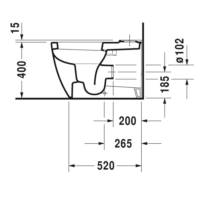 Duravit Stand-WC Kombi ME by Starck 650 mm Tiefspüler, für Spülkasten, Abg.vario, weiß
