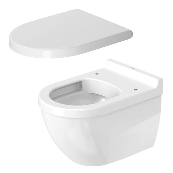 DU Wand-WC Set Starck 3, rimless, Weiß Tiefspüler, Durafix u.WC-Sitz m.Absenk.