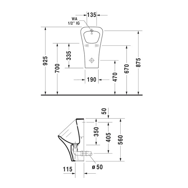 Duravit Urinal DuraStyle, rimless, weiß WonderGliss