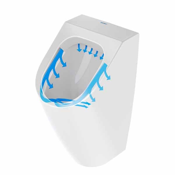 DU Urinal Rimless ME by Starck, weiß Abgang waagrecht, Ausführung f. Deckel