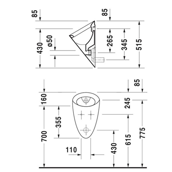 Duravit Urinal Starck 1,ohne Deckel, weiß
