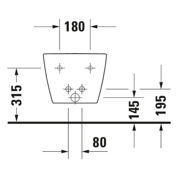 DU Wand-Bidet ME by Starck 480 mm mit ÜL , mit HLB, 1 HL, weiß,Durashield