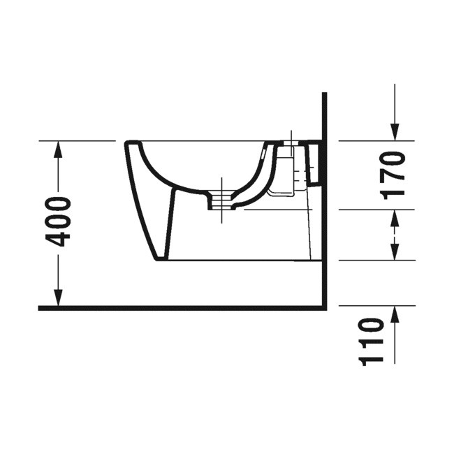 Duravit Wand-Bidet ME by Starck 480 mm mit Überlauf, mit HLB, 1 Hahnloch, weiß