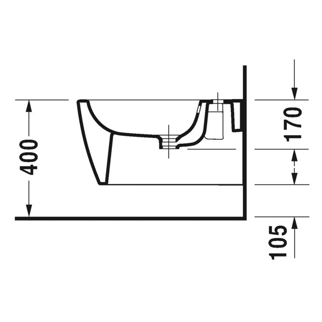 Duravit Wand-Bidet ME by Starck 570 mm m.Überlauf, m.HLB, 1 Hahnloch, Durafix, weiß