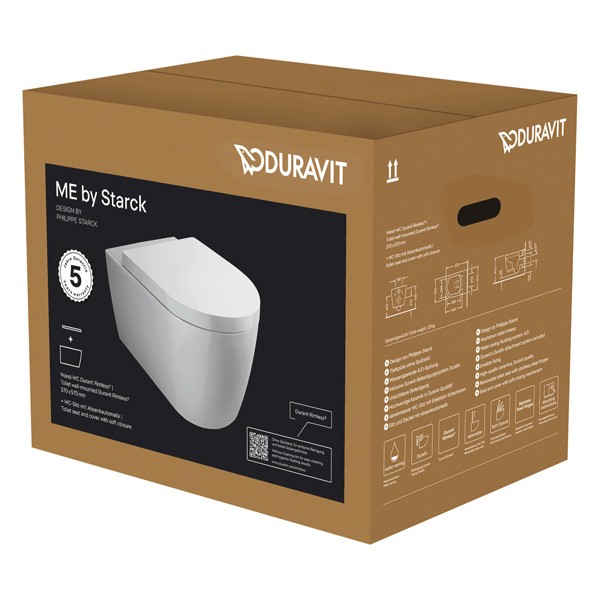 DU WWC-Set 570mm ME by Starck,Hygiene- F lush,Weiß Durashield,riml.,TS,WC-Sitz