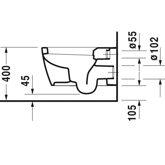 Duravit Wand-WC ME by Starck 570 mm Tiefspüler, Durafix, weiß WonderGliss