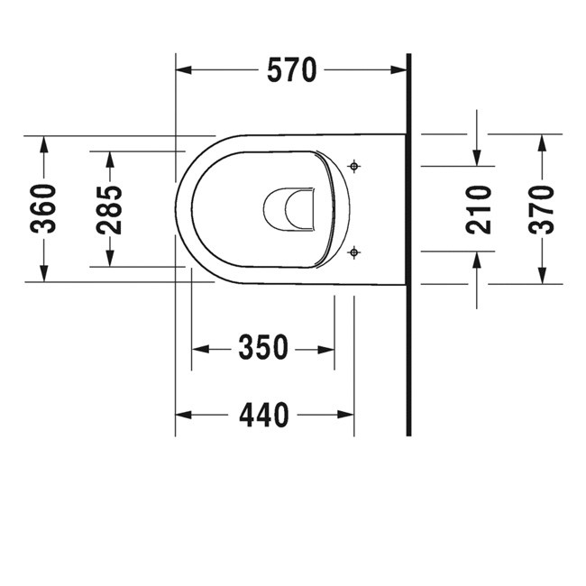 Duravit Wand-WC ME by Starck 570 mm Tiefspüler, rimless, Durafix, weiß WonderGliss