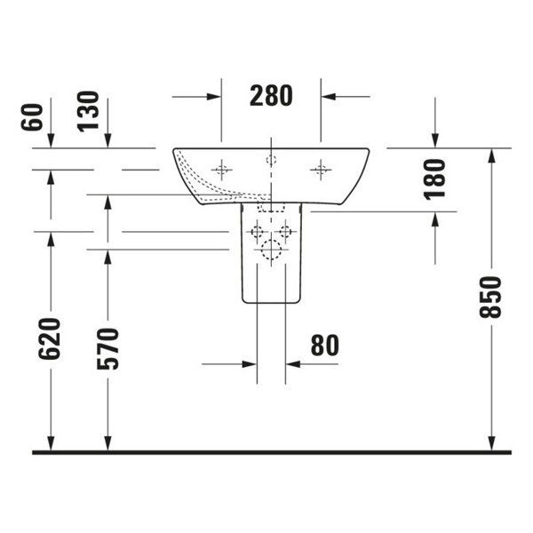 DU Waschtisch ME by Starck 550 mm mit ÜL , mit HLB, 1 HL, weiß,Durashield
