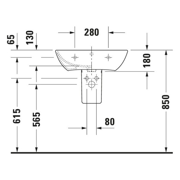 DU Waschtisch ME by Starck 600 mm mit ÜL , mit HLB, 1 HL, weiß,Durashield