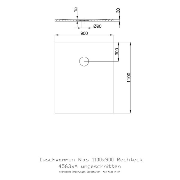 Duschwanne Hoesch Nias 1100x900x30 4563 Auswahlset