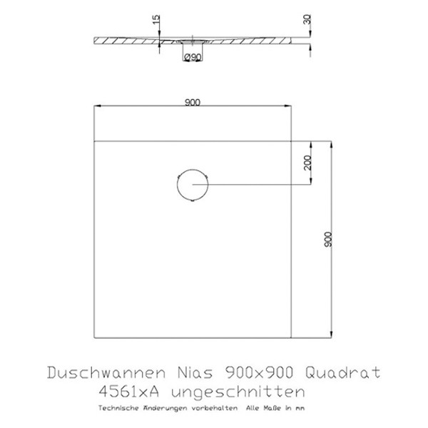 Duschwanne Hoesch Nias 900x900x30 4561 Auswahlset