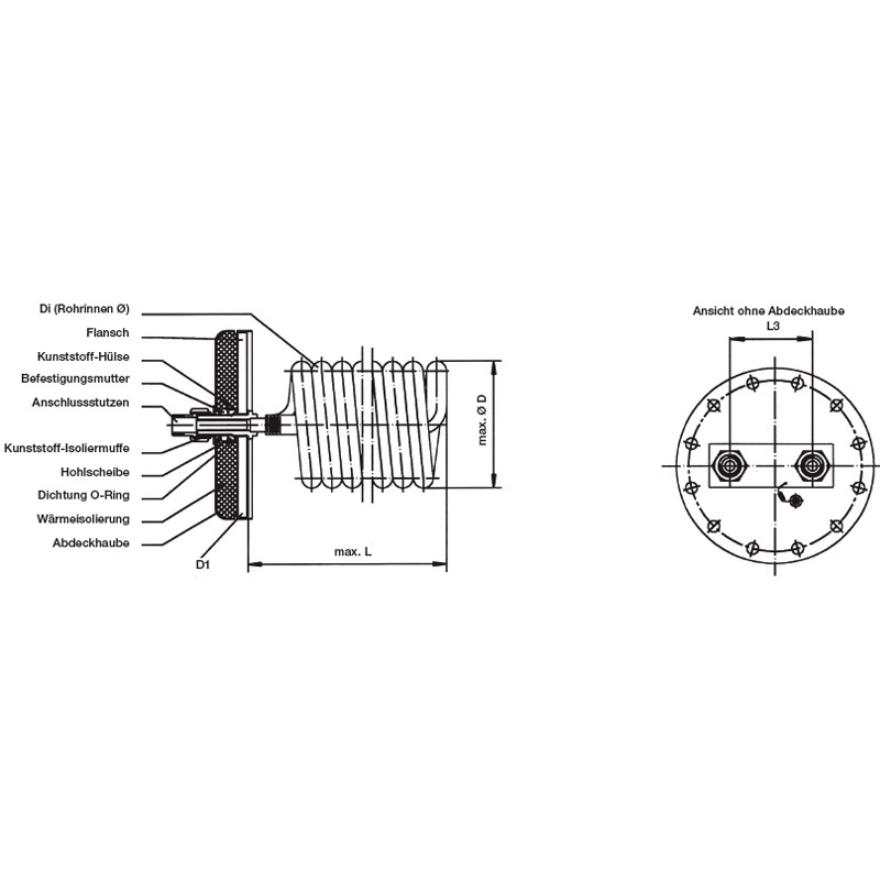 Einbau-Rippenrohr-Wärmetauscher RWT 1-110D