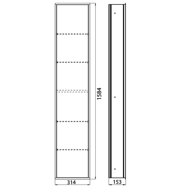 emco asis Schrankmodul (300) UP, 1584mm, o.EB-Rahmen, alu/schwarz