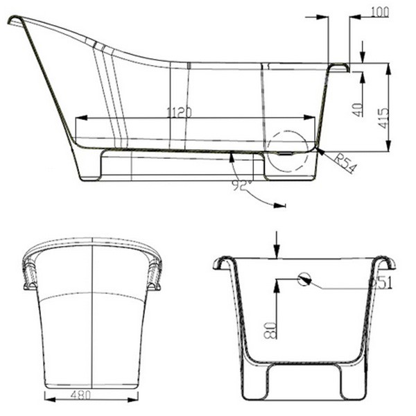 Freistehende Wanne One 1600 x 720 x 760 mm  Tiefe: 440 mm