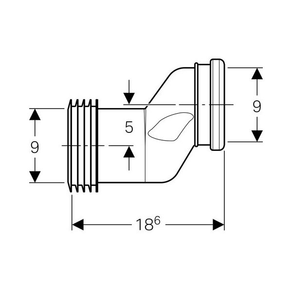 Geberit Anschlussset für Wand-WC, mit Anschlussstutzen 5 cm etagiert d90/di90