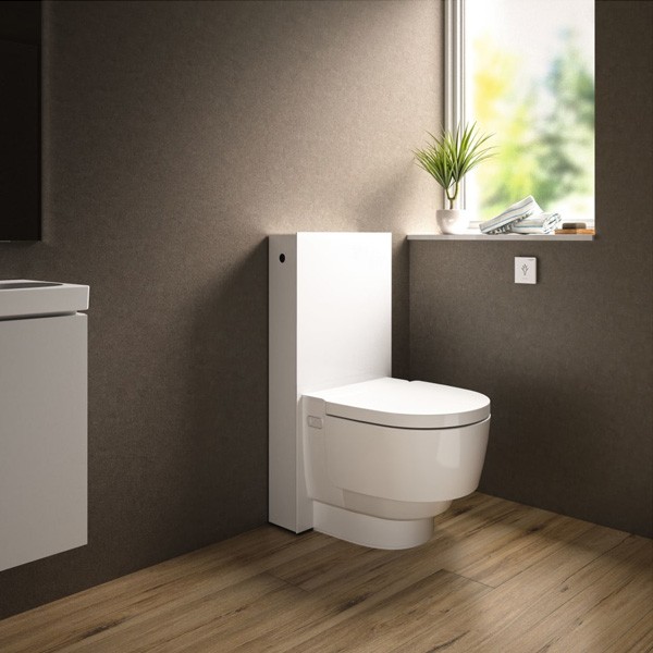 Geberit AquaClean Mera Classic WC-Komplettanlage Aufputz Stand-WC Glas weiß