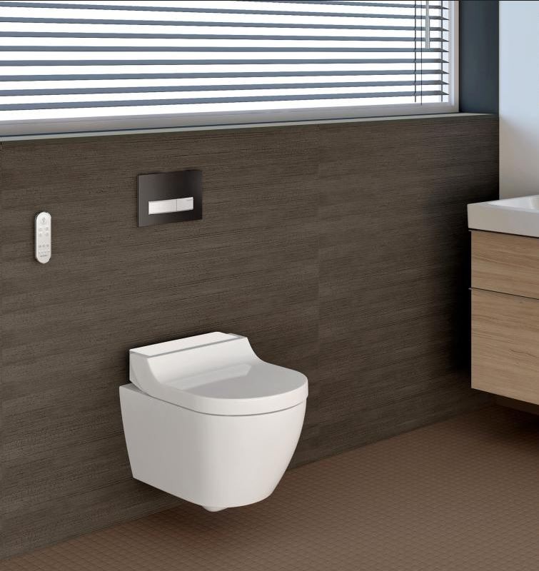 Geberit AquaClean Tuma Comfort WC-Komplettanlage Wand-WC Edelstahl gebürstet