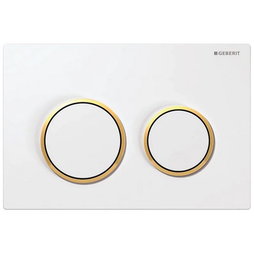 Geberit Betätigungsplatte Omega20, für 2-Mengen-Spülung, Weiß / Vergoldet / Weiß