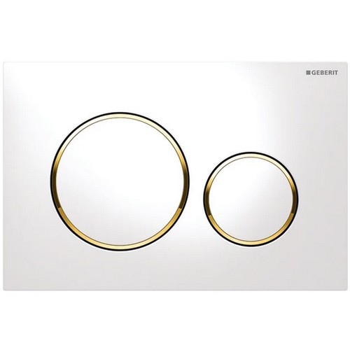 Geberit Betätigungsplatte Sigma20, für 2-Mengen-Spülung, Weiß / Vergoldet / Weiß