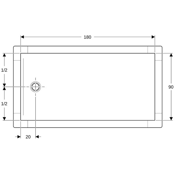 GEBERIT CleanFloor30 Duschfläche 1800 x 900 x 35 mm integriert, mit Dichtvlies, Mittelablauf, verschiedene Farben und Montagezubehör zur Auswahl