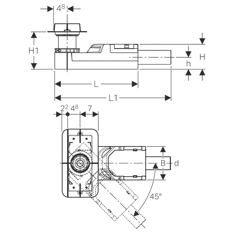 Geberit CleanLine Rohbauset für Duschrinnen, für Estrichhöhe am Einlauf 65-90 mm