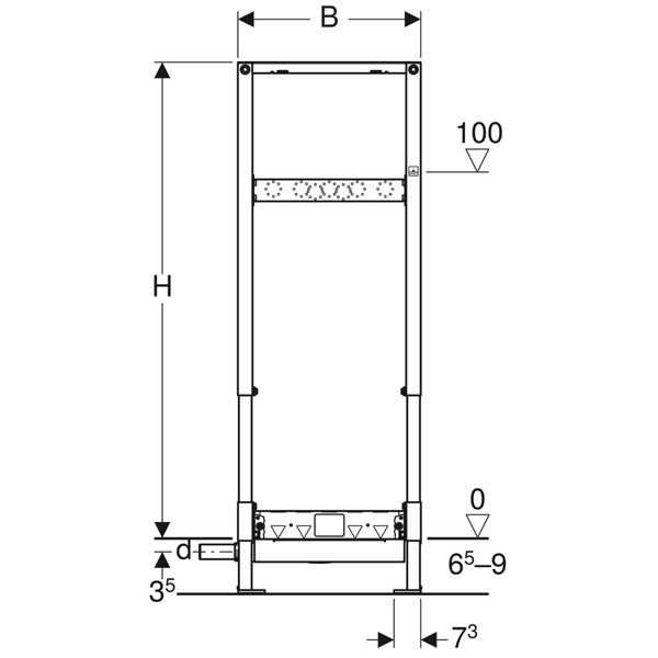 Geberit Duofix Element für Dusche 130cm mit Wandablauf Wandarmatur AP d40
