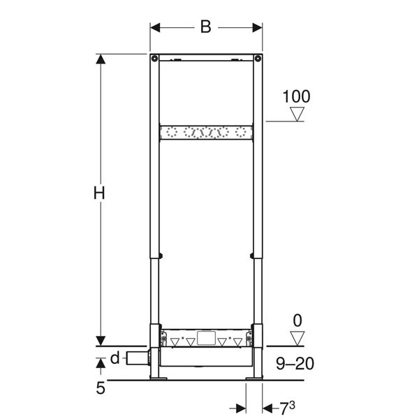 Geberit Duofix Element für Dusche 130cm mit Wandablauf Wandarmatur AP d50