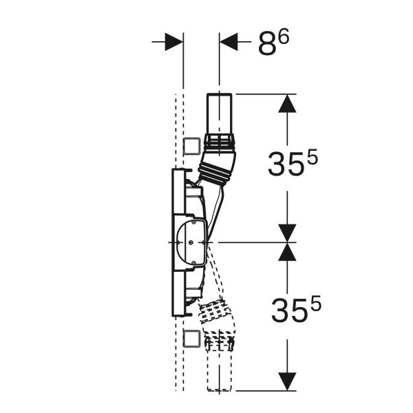 Geberit Duofix Element für Dusche 130cm mit Wandablauf Wandarmatur AP d50