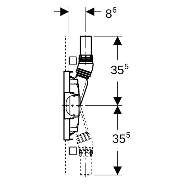Geberit Duofix Element f. Dusche, 130cm mit W-Ablauf, W-Arm.AP, H: 65-90mm