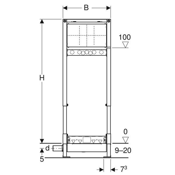 Geberit Duofix Element für Dusche 130cm mit Wandablauf Wandarmatur UP d50