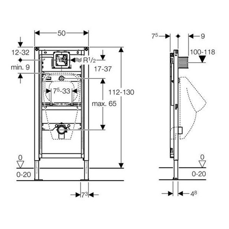 GEBERIT Duofix Urinal Universal 112-130cm für UR-Steuerungen ab 2009