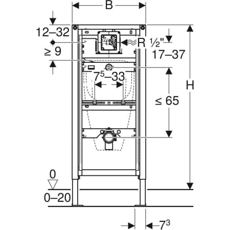 GEBERIT Duofix Urinal Universal 112-130cm für UR-Steuerungen ab 2009