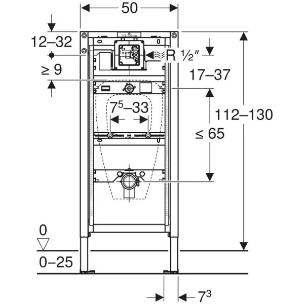 Geberit Duofix Element f. Urinal, 112-130 cm universell