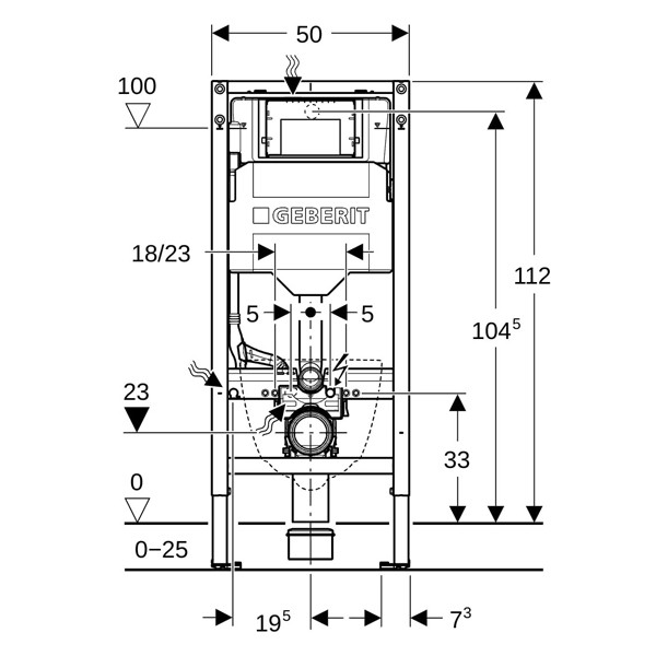 Geberit Duofix Element f. WWC, 112 cm Sigma UP-SPK 12cm, Power & Connect Box